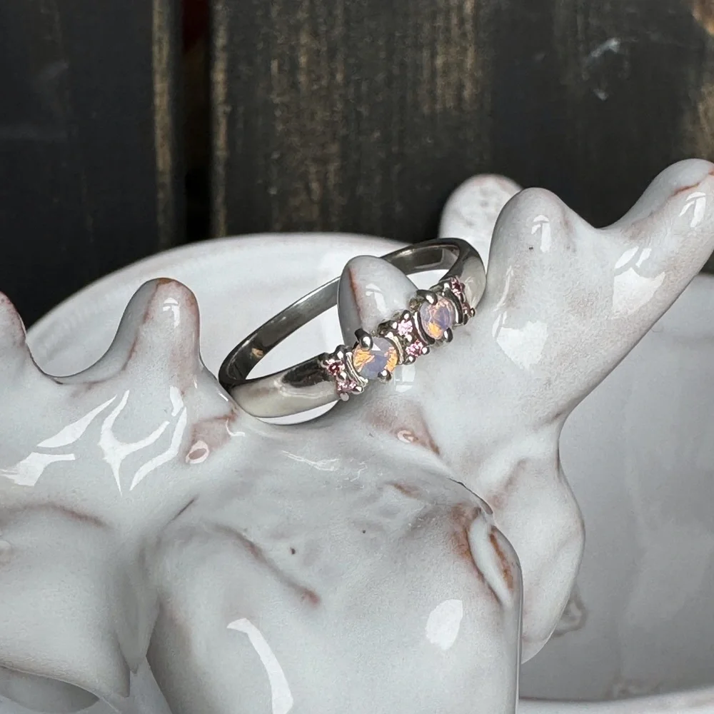 Opal & Pink CZ Ring NWOT